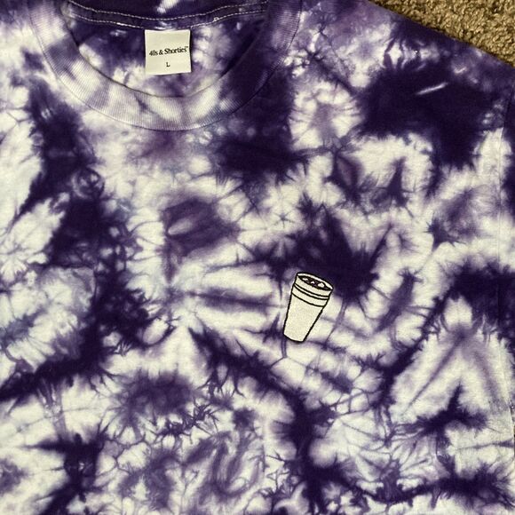 40's & SHORTIES PURPLE DRANK SODA TIE-DYE MENS STREETWEAR SHIRT LARGE - Picture 3 of 6